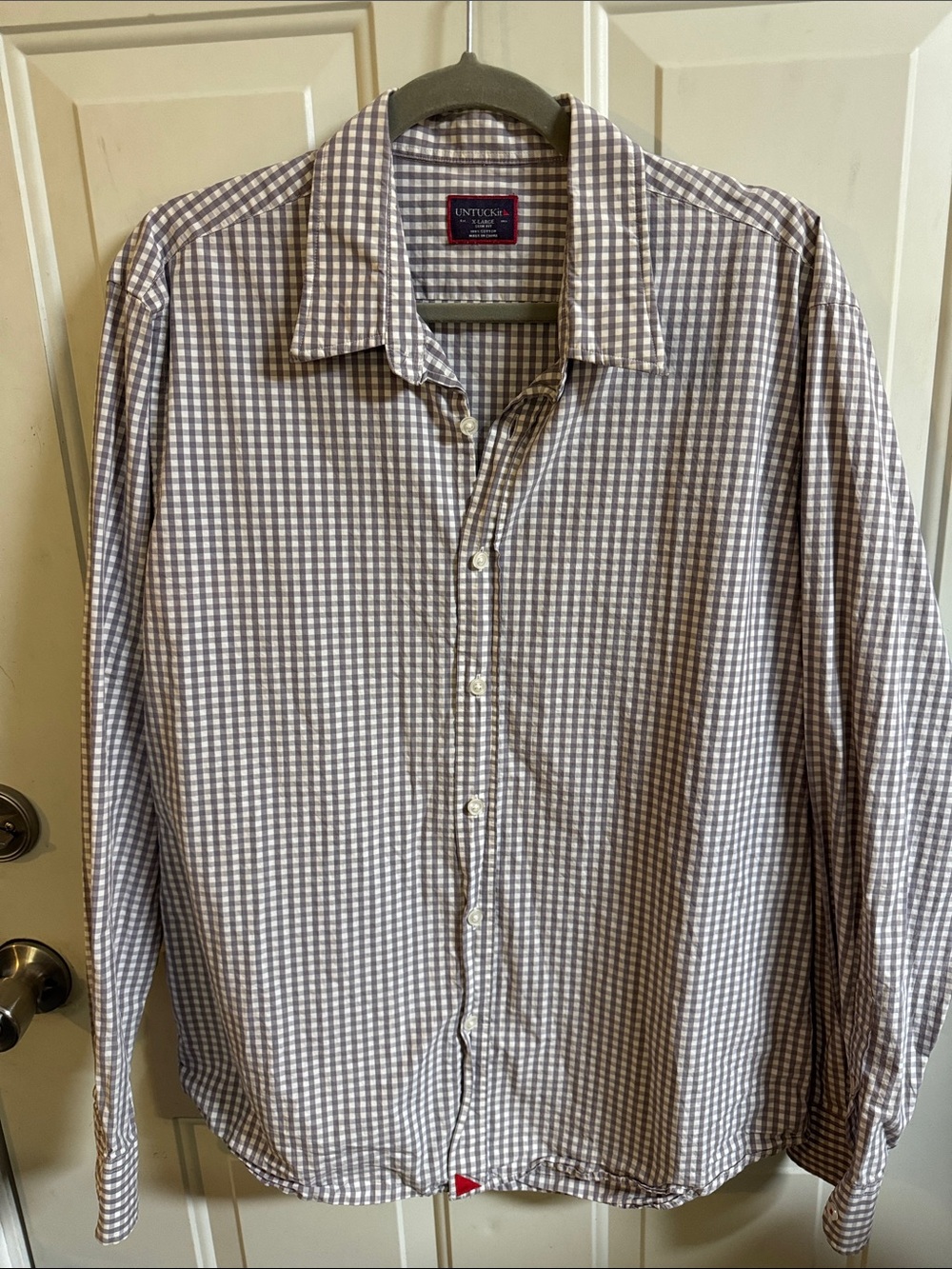 UNTUCKIT Men’s grey Check Long-Sleeve Shirt SLIM FIT